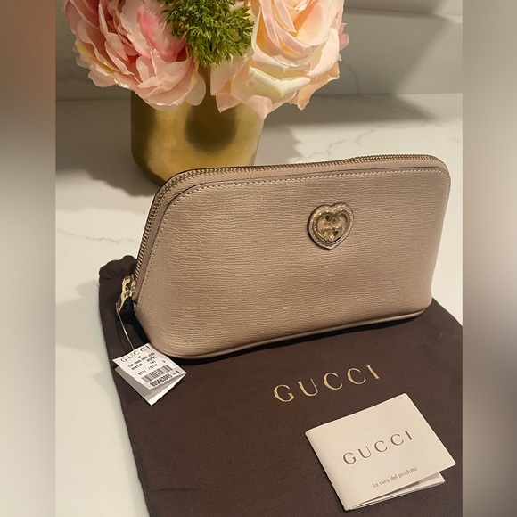 ✨NEW!✨SALE!✨GUCCI✨NWT✨GG GUCCISSIMA RARE HEART LEATHER LARGE POCHETTE BAG CLUTCH - Picture 3 of 14